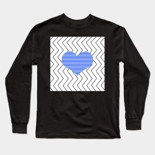 Abstract geometric pattern - heart - zigzag - black and blue. Long Sleeve T-Shirt